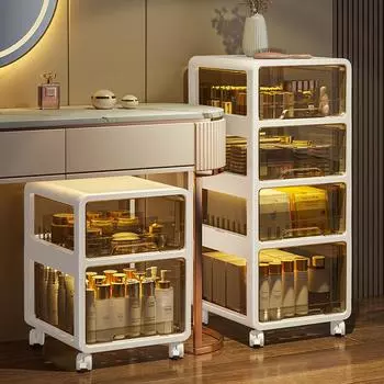 Стойка с выдвижными ящиками, прозрачный шкаф для хранения, большая вместимость, мобильная полка для хранения вещей для кухни, ванной комнаты