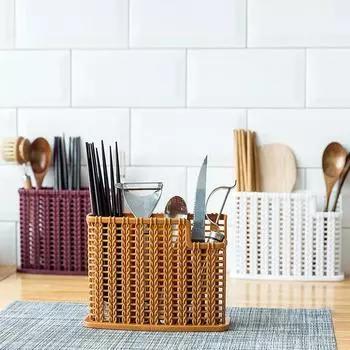 Стойки для сушки посуды Подставка для ножей Сливная полка Органайзер для столовых приборов Ложка Вилка Держатель палочек для еды Поднос для кухонных принадлежностей для кухонного органайзера белый