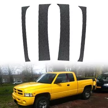 Стойки на дверные стойки автомобиля из углеродного волокна для Dodge Ram Dodge Ram 1500, 2-дверная клубная кабина 1995-2002 годов, накладка на окно, наклейка на колонку BC