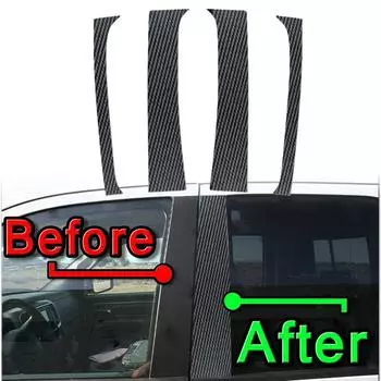 Стойки на дверные стойки автомобиля из углеродного волокна для Dodge Ram Dodge Ram 1500, 2-дверная клубная кабина 1995-2002 годов, накладка на окно, наклейка на колонку BC