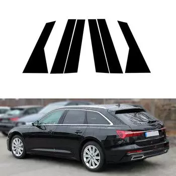 Стойки оконных стоек автомобиля, наклейка на планки, черные внешние детали, автостайлинг для A6 C8/4K 2019-2023, автоаксессуары