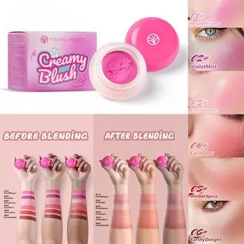 Стойкие натуральные румяна для нюдового образа - 6 оттенков матовых бархатистых румян-муссов для щек 1