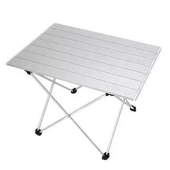 Стол для кемпинга FOXTAIL, простой в использовании, среднего размера x 56 x 40, складной, легкий, термостойкий, легко собирается, уличный низкий стол, серебристо-белый (41 см) & серебряный