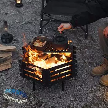 Стол для костра ShineTrip из углеродистой стали, съемный и складной, устойчивый к высоким температурам и коррозии, для кемпинга на открытом воздухе