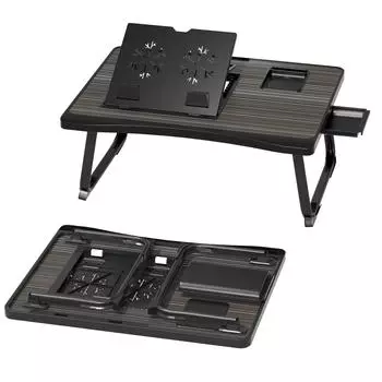 Стол для ноутбука на кровать, складной столик для ноутбука, подставка для планшета, столик для ноутбука с боковым ящиком и отделением для чашки, переносной столик для ноутбука со складными ножками