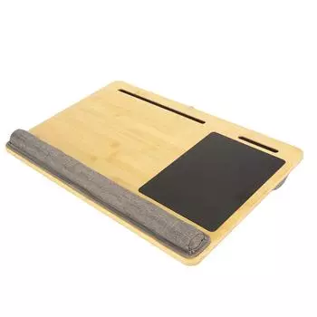 Стол для ноутбука со встроенным слотом, коврик для мыши, подставка для запястья, подходит для ноутбука с диагональю до 18,5 дюймов, бамбуковый столик для коленей с