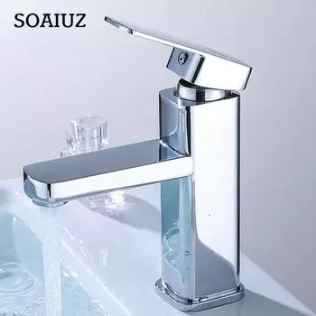 Стол для ванной комнаты, умывальник для лица, смеситель для умывальника и холодной воды, квадратный смеситель из нержавеющей стали для ванной комнаты с одним отверстием Advanced Edition белый