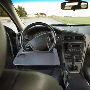 Стол на руль, автомобильный столик для еды и поднос на руль автомобиля, просторный и прочный поднос на руль автомобиля с подстаканником