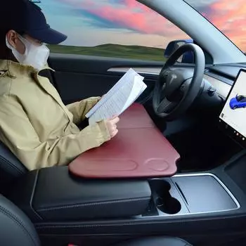 Стол на руль автомобиля Tesla Model 3 Y Поднос для еды Розовый кожаный стол для планшета ПК Внутренний органайзер Аксессуары Складная доска красный