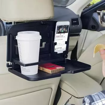 Стол на заднем сиденье, тонкая работа, стабильная, износостойкая вешалка, дизайн, органайзер для хранения, портативный многофункциональный обеденный стол на заднем сиденье автомобиля чёрный