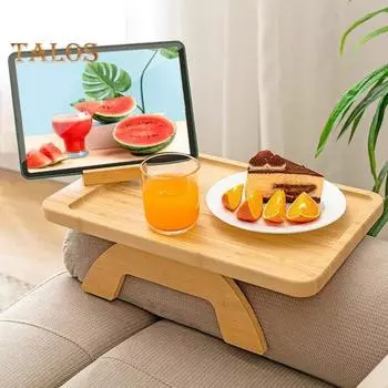 Стол с подлокотником для дивана. Складной поднос для подлокотника. Противоскользящий диван-стол с поворотным на 360 градусов держателем телефона для закусок, напитков. Дистанционная экономия места. Чашка для дивана.