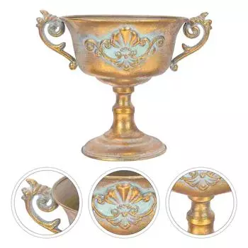 Стол Винтажная ваза для комнатных растений Железная садовая урна Кашпо Европейский стиль Цветочное ведро золотистый