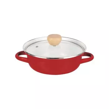 Столешница из жемчужного металла 20 см, эмалированная эмаль со стеклом IH для 1-2 красных стеклянных горшков, горшок, двуручный горшок, крышка, совместимая, люди, HB-6488 красный