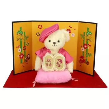 Столетний медведь 12 см маленький складной обычный [Petile Lou] (Золотой экран) розовый