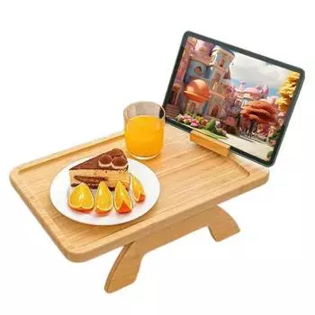 Столик с подлокотником для дивана. Складной поднос для подлокотника. Противоскользящий диванный столик с поворотным на 360 градусов держателем телефона.