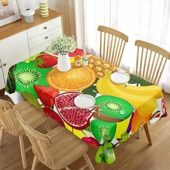 Столовая хлопковая льняная пылезащитная и водонепроницаемая скатерть с принтом фруктовой тематики для вечеринок 60*60cm