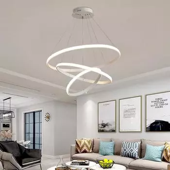 Столовая кольцевая люстра светодиодная подвесная лампа круглая черная люстра для гостиной спальни кухни внутреннее декоративное освещение 3 color changeable