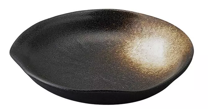 Столовая посуда East Medium Plate 17 см Black Bizen Katakuchi Kushime Японская столовая посуда