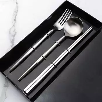 Столовая посуда из нержавеющей стали 304 Чайная ложка Ложка для помешивания Вилка для фруктов Простая столовая посуда Палочки для еды Ложка Вилка