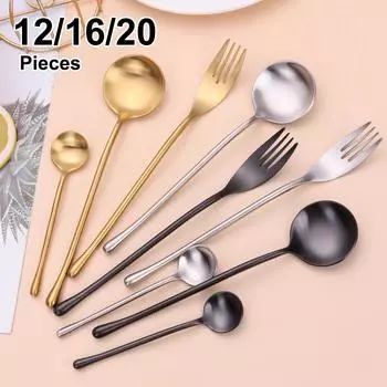 Столовая посуда из нержавеющей стали 304, серебряный набор столовых приборов, золотой набор столовых приборов в западном стиле, матовые кухонные принадлежности, 4 шт., 8 шт., 12 шт., 16 шт., 20 шт. 1 Set 4 Pieces
