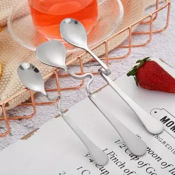 Столовая посуда из нержавеющей стали подвесная чашка ложка маленькая кофейная медовая фруктовая чайная ложка для смешивания настенная металлическая гибкая ручка ложка