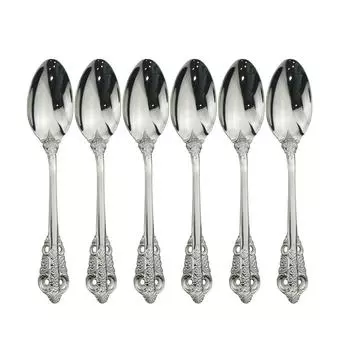 Столовая посуда Серебряная чайная ложка в стиле суда Набор столовых приборов Набор столовых приборов из нержавеющей стали 18/10 Щепка подходит для кухни на открытом воздухе серебряный