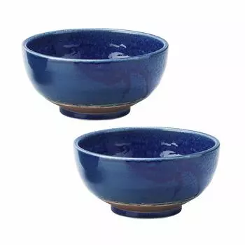Столовая посуда Восточная чаша (большой) 17 см Kiln Hen Irabo миска для риса, миска для лапши, миска для рамена, миска для удона (Набор из 2 лазуритов)