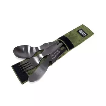 Столовые приборы для кемпинга на открытом воздухе, черный оксидный цвет, набор из 3 предметов, ложка, вилка, нож из нержавеющей стали, черный, портативный, складной, для хранения, сделано в Японии