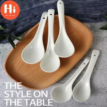 Столовые приборы Hi, большие/маленькие чайные десерты, мороженое, чистая белая керамическая кофейная ложка с процелиновой косточкой 1