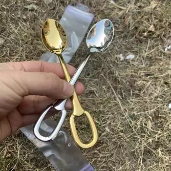 Столовые приборы из нержавеющей стали 304 с отверстием для подвешивания, стальная струна, чай, кофе, маленькие ложки