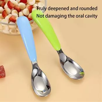 Столовые приборы из нержавеющей стали 304, термостойкие, противоскользящие, с короткой ручкой, симпатичные, портативные, обучающие детские ложки Sztuce