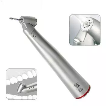 Стоматологическая 1:4.2 Увеличивающий наконечник 45-градусная головка хирургический наконечник с красным кольцом светодиодный угловой наконечник воздушная турбина Inner Water серебряный