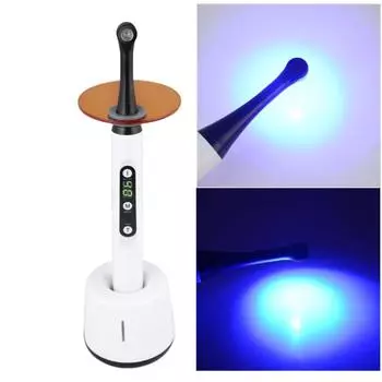 Стоматологическая 1-секундная лампа для отверждения Беспроводная синяя светодиодная лампа для отверждения 2 режима работы 2300 МВт/см2 Длина волны 385-515 нм белый