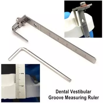 Стоматологическая измерительная линейка вестибулярной канавки Стоматологические ортодонтические линейки Штангенциркуль Измерительная линейка Зубной калибр 1 piece
