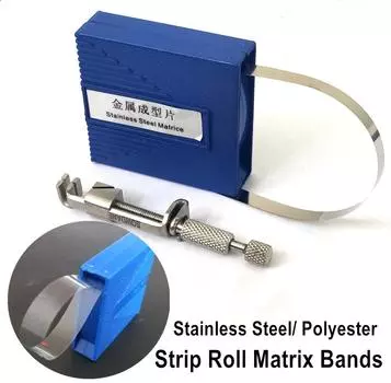 Стоматологическая лента для отбеливания зубов из нержавеющей стали/полиэстера, матричные ленты, стоматологическая металлическая матрица, матричное кольцо, стоматологический материал 1 roll 0.04mm 6mm 3m