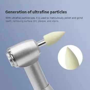 Стоматологическая полировочная головка GDR. Ультрамелкий размер частиц для глянцевой полировки, удаляет с поверхности грязь, налет, пятна. Результат истирания. CHINA