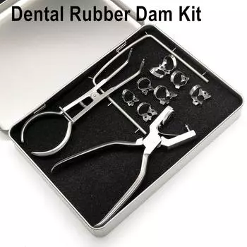 Стоматологическая резиновая плотина, щипцы для дырокола, щипцы из слоновой кости, резиновая плотина, зажимы, рамка из нержавеющей стали, стоматологический инструмент для резиновой плотины 1 set A
