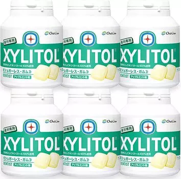 Стоматологическая жевательная резинка Ксилит в бутылочках 90 штук x 6 яблоко мята [Уход за полостью рта] [Для использования] (153 г)