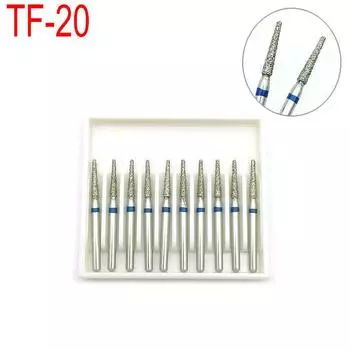 Стоматологические алмазные боры, 10 шт./компл., стоматологические боры Dia-burs для высокоскоростных наконечников, средняя полировка Proudct TF-20