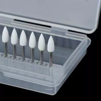 Стоматологические белые полировальные камни Flame Cone Shape Burs Arkansas Stone 12 шт. / Набор