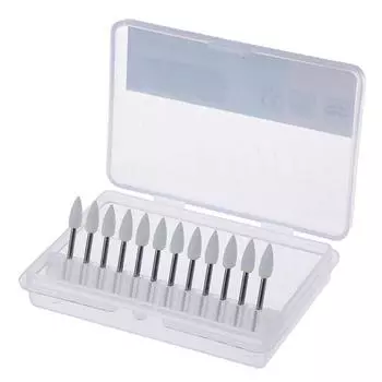 Стоматологические белые полировальные камни Flame Cone Shape Burs Arkansas Stone 12 шт. / Набор