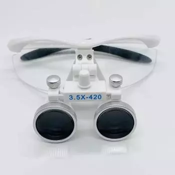 Стоматологические бинокулярные лупы, очки, повязка на голову, лупа со светодиодной подсветкой 5 Вт, 3,5X 3.5 times EU plug серебряный