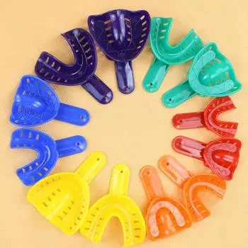 Стоматологические лотки для слепков, набор держателей для зубов, стоматологические лабораторные инструменты, взрослые/дети, разные цвета