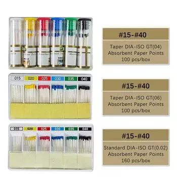 Стоматологические впитывающие бумажные штифты 100/160 шт. 15-40 чистящие файлы для корневых каналов Эндодонтия Насадки из хлопкового волокна Материалы для стоматологических изделий