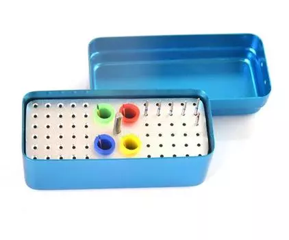 Стоматологический бор с 60 отверстиями, напильник для корневых каналов, низкоскоростная шлифовальная головка, гуттаперчевый наконечник, шестицелевой дезинфекционный контейнер Blue