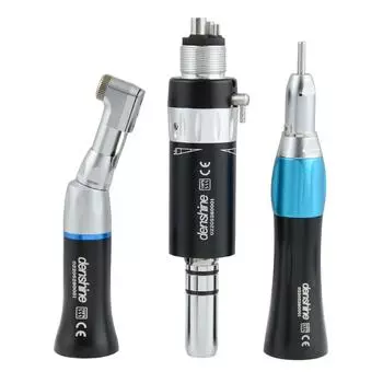 Стоматологический красочный низкоскоростной комплект наконечников с угловым прямым пневматическим двигателем с 4 отверстиями чёрный