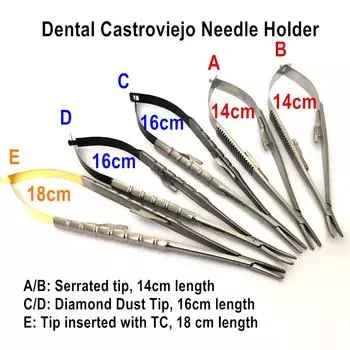 Стоматологический ортодонтический хирургический лигатурный пинцет, держатель иглы Castroviejo, тонкая ручка с клювом и замком, инструменты для стоматолога 1 pc 14cm straight