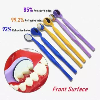 Стоматологическое зеркало для осмотра полости рта. Передняя поверхность зеркала с ультрачетким изображением. Показатель преломления 99,2%, 92% и 85% с эндодонтической линейкой. 1 pc 92 PCT Single