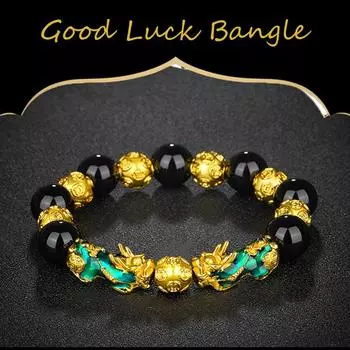 Stone Beads Pixiu Attract Wealth Feng Shui Wristband Thermochromism Bracelets Good Luck Bangle D