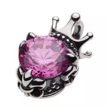 Stone Crown Pendant Pink Zirconia 925 Silver p0204p [Cenote] [Silver Accessories]